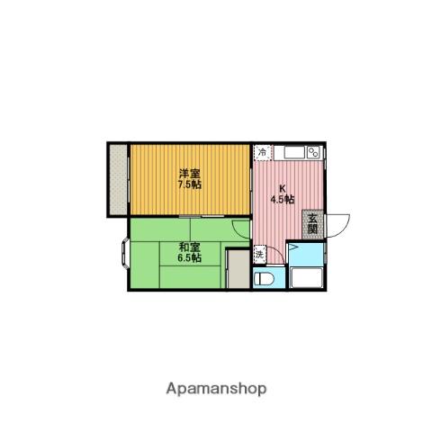 サンハピネス(2DK/1階)の間取り写真