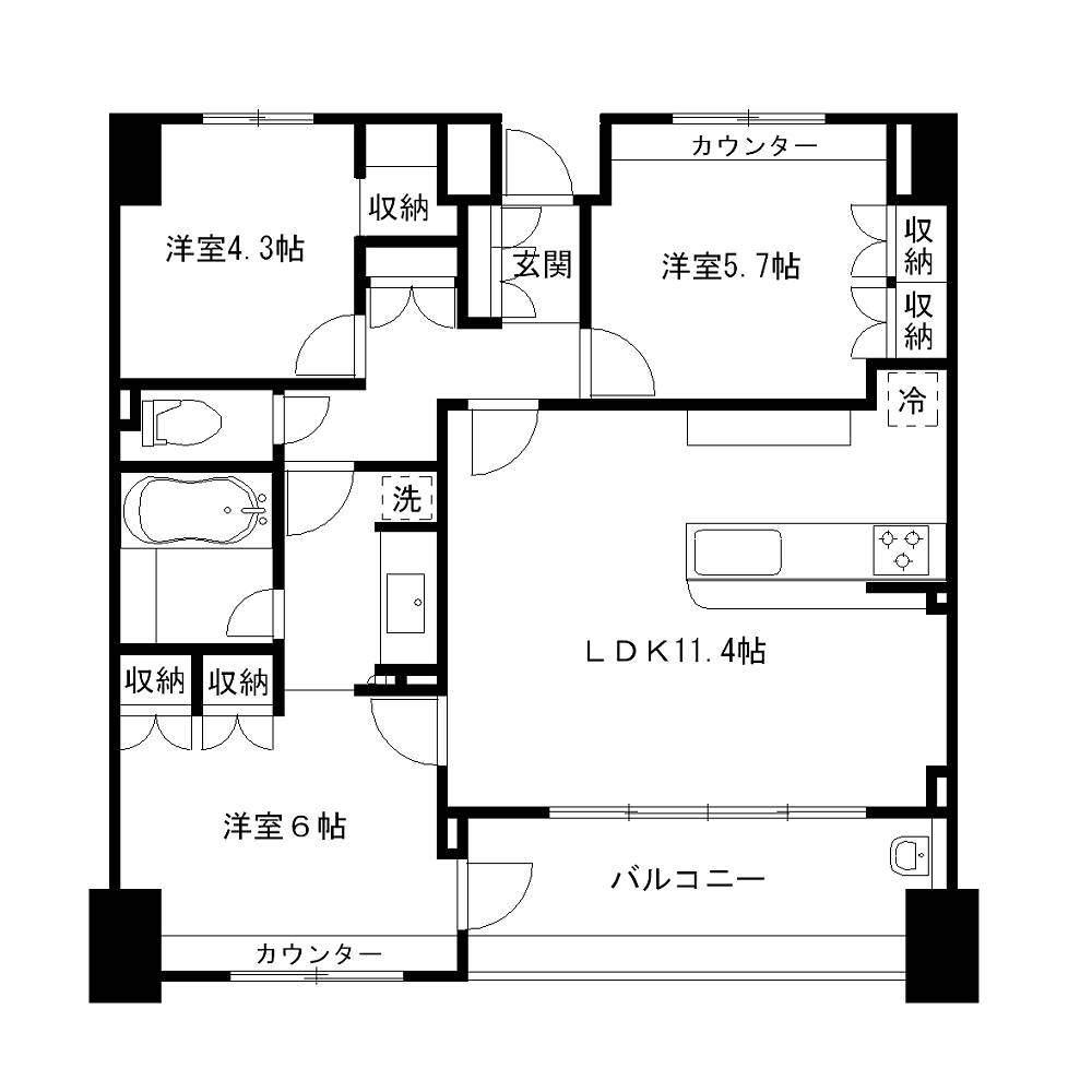 KDXレジデンス町田(3LDK/3階)の間取り写真