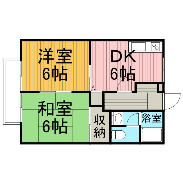 ディアコート大蔵(2DK/2階)の間取り写真