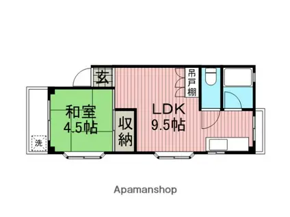 シャルム林間(1LDK/3階)の間取り写真