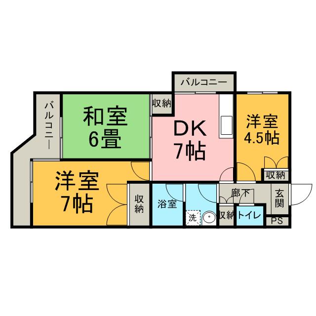 メゾンアコール(3DK/1階)の間取り写真