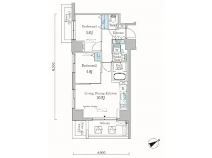 カーサスプレンディッド恵比寿1丁目ANNEX(2LDK/3階)の間取り写真