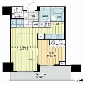 パークコート六本木ヒルトップ(1LDK/13階)の間取り写真