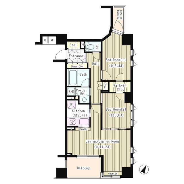 コクヨーレ日本橋(2LDK/9階)の間取り写真