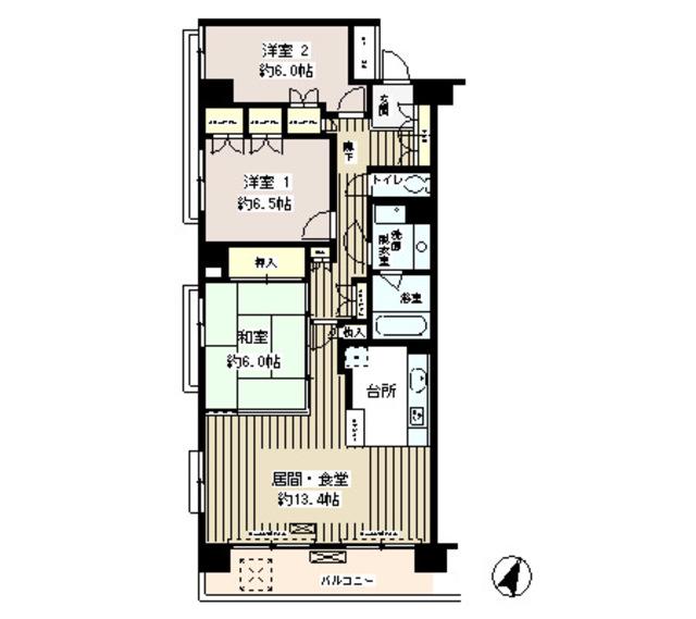 クラッサ目黒かむろ坂(3LDK/2階)の間取り写真