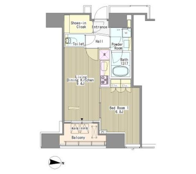 WHITETOWERHAMAMATSUCHO(1LDK/20階)の間取り写真