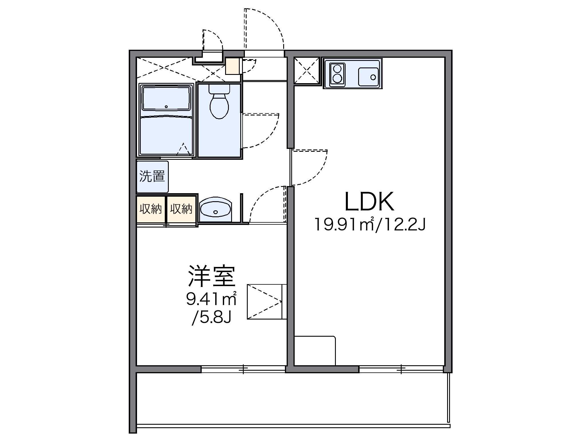 レオパレス多摩川(1LDK/3階)の間取り写真