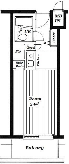 コルム目黒不動前(ワンルーム/3階)の間取り写真