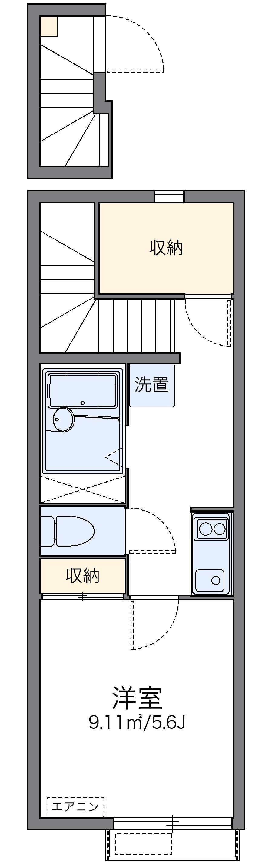 レオネクストルミエール北沢(1K/2階)の間取り写真