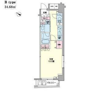 プライムアーバン日本橋浜町(1K/2階)の間取り写真