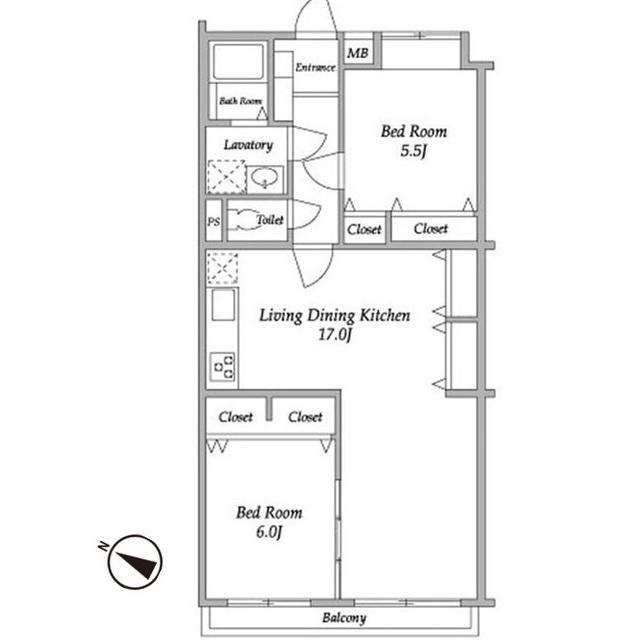 ガーデンハウス千歳船橋(2LDK/2階)の間取り写真