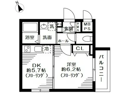 グリーニエ西新宿弐番館(1DK/2階)の間取り写真
