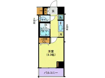 コンシェリア・デュー勝どき(1K/6階)の間取り写真