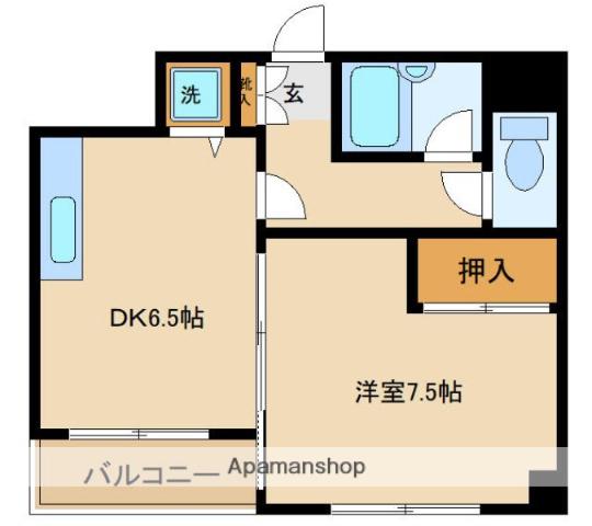 第72シンエイビル(1DK/5階)の間取り写真