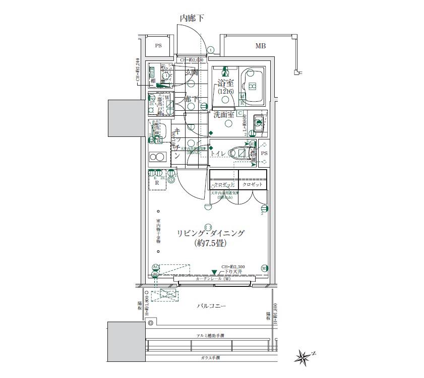 ローレルタワー ルネ浜松町(1K/5階)の間取り写真