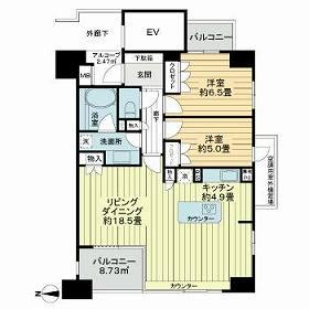 レクセルマンション上野入谷(2LDK/11階)の間取り写真