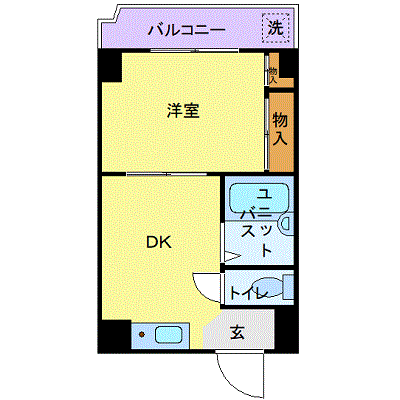 ビューライド川崎(1DK/8階)の間取り写真