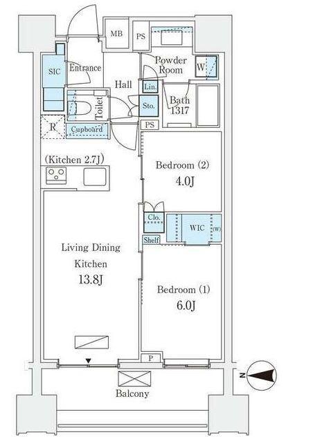 パークコート南麻布(2LDK/2階)の間取り写真
