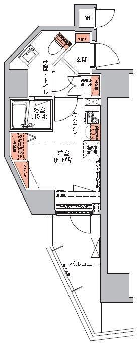 ハーモニーレジデンス三田(1K/3階)の間取り写真
