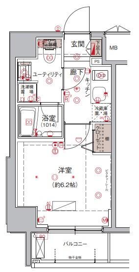 ハーモニーレジデンス大森ウエスト(1K/3階)の間取り写真