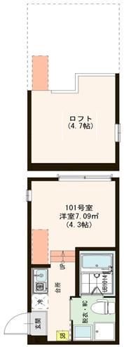 ハーモニーテラス梅田XⅡ(ワンルーム/1階)の間取り写真