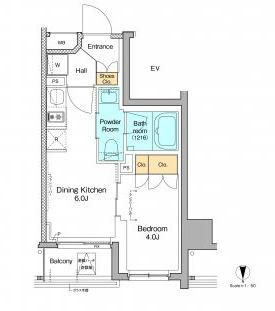 プラウドフラット森下Ⅳ(1DK/5階)の間取り写真