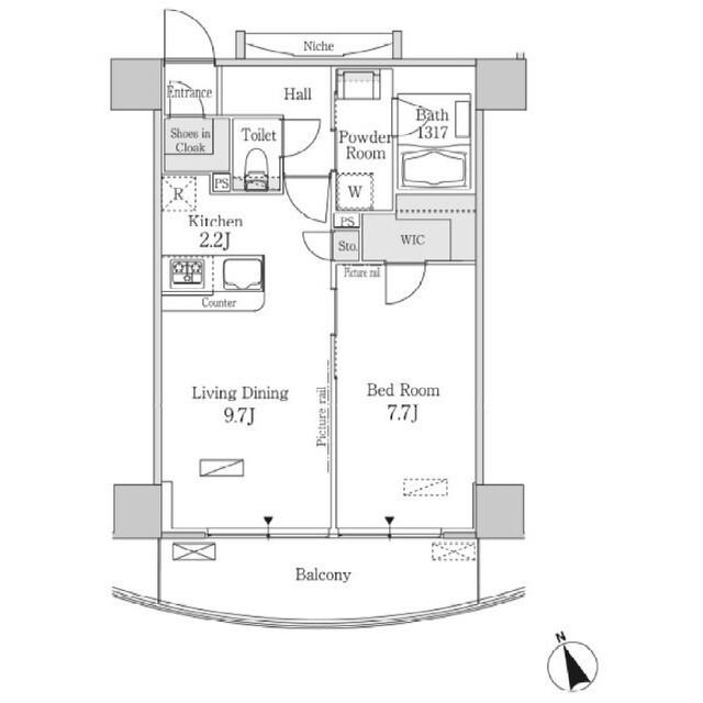 パークフラッツ芝浦(1LDK/9階)の間取り写真