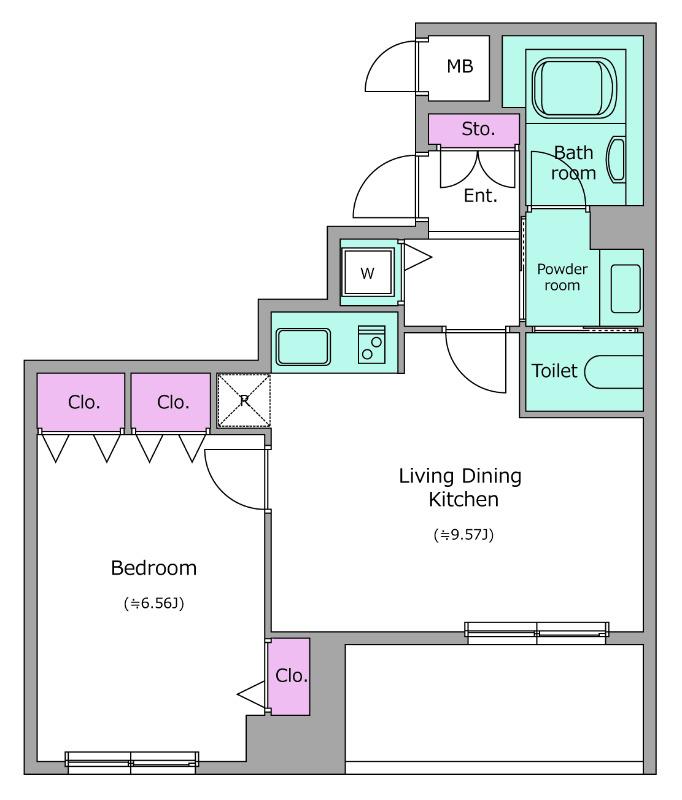 レジディア新川(1LDK/7階)の間取り写真