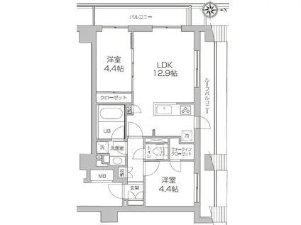 レジディア高円寺(2LDK/7階)の間取り写真