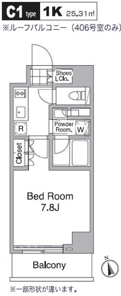 レジディア目黒Ⅳ(1K/2階)の間取り写真