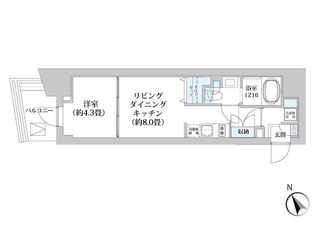 ライオンズフォーシア五反田(1LDK/11階)の間取り写真