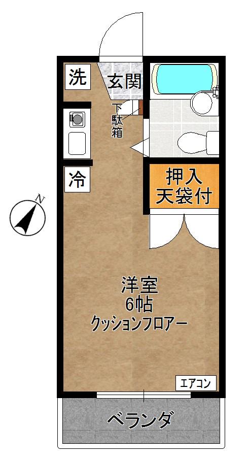 コーポふじね(ワンルーム/2階)の間取り写真