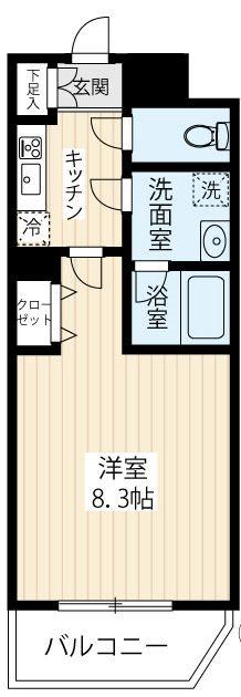ARCOBALENO MUSASHIKOSUGIⅡ(1K/2階)の間取り写真