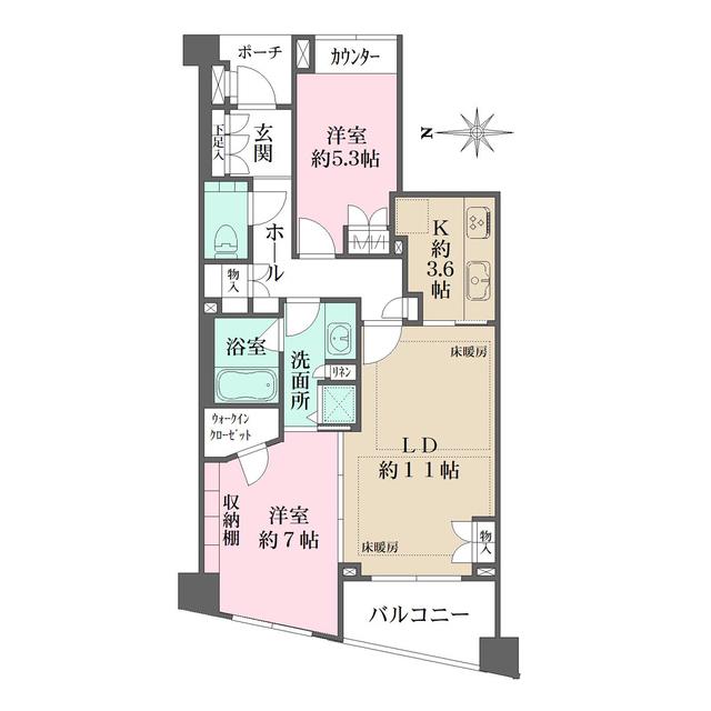 下北沢パークハウス(2LDK/5階)の間取り写真