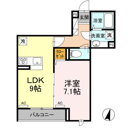 エクセリア上鷺宮Ⅱ(1LDK/2階)の間取り写真