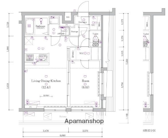 ガリシア矢口渡(1LDK/6階)の間取り写真