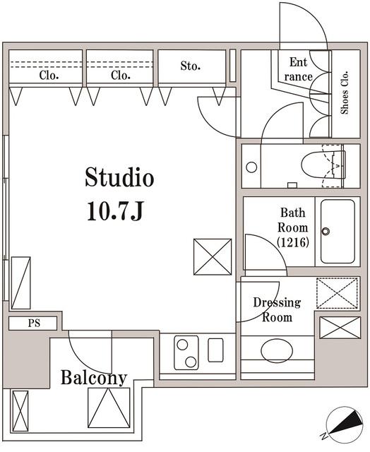 パークハビオ京橋(ワンルーム/13階)の間取り写真