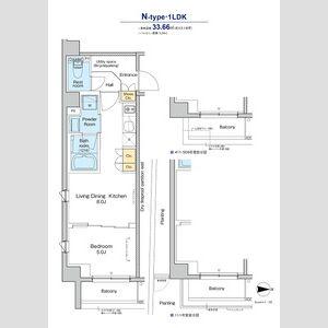 プラウドフラット品川大井町(1LDK/5階)の間取り写真