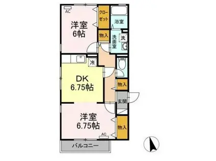 アネシス(2DK/2階)の間取り写真