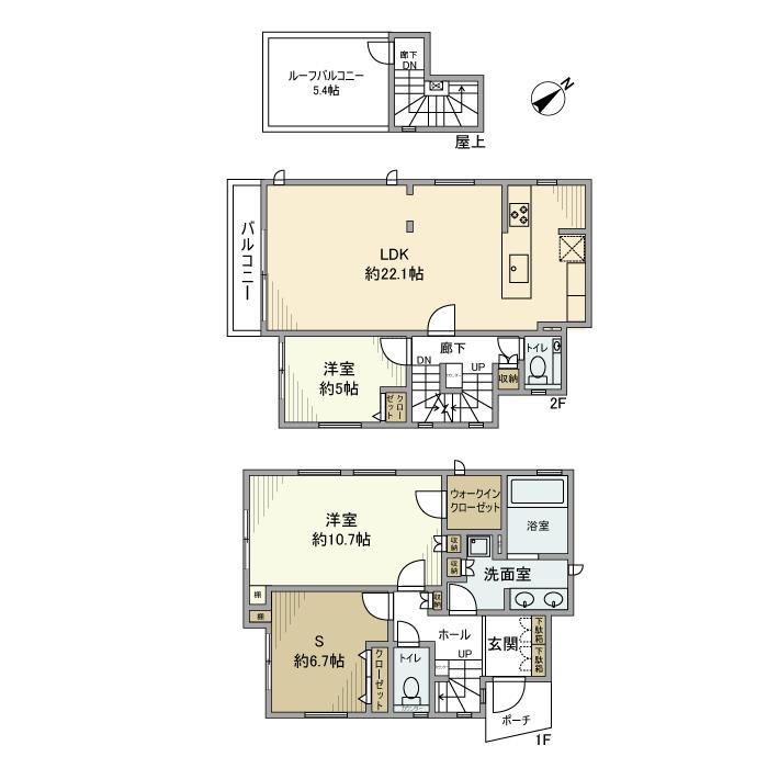 東急大井町線 等々力駅 徒歩7分 2階建 築8年(2SLDK)の間取り写真