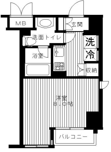 セリーズ門前仲町(1K/7階)の間取り写真