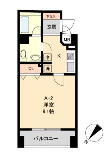 COMODO水天宮レジデンス(1K/5階)の間取り写真