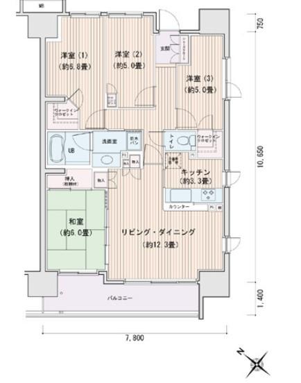 エスティメゾン豊洲レジデンスA棟(4LDK/6階)の間取り写真