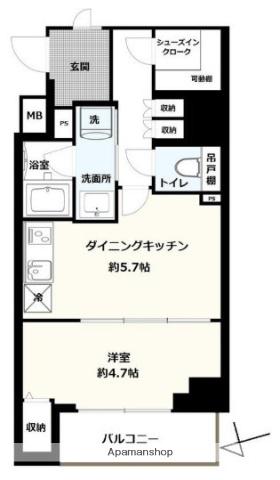 ハーモニーレジデンス東京羽田スカイブリッジ(1DK/5階)の間取り写真