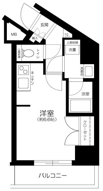 PREMIUM CUBE北品川(ワンルーム/2階)の間取り写真