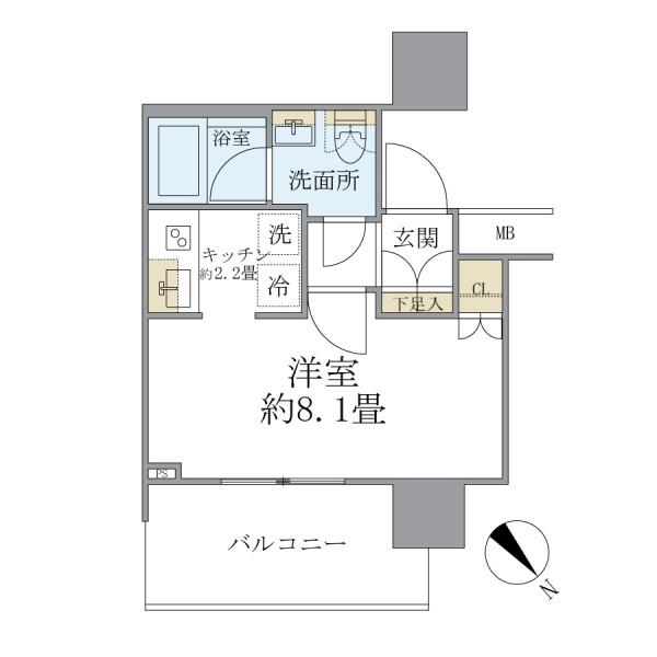 BRILLIA TOWER 浜離宮(1K/10階)の間取り写真
