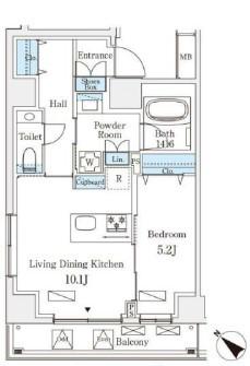 オーパスレジデンス南青山(1LDK/6階)の間取り写真