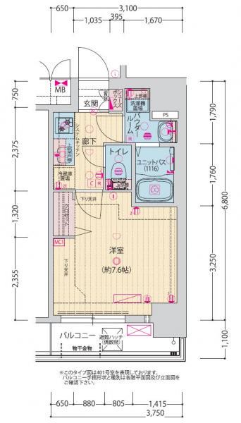 プレサンス新宿中落合メーディオ(1K/5階)の間取り写真