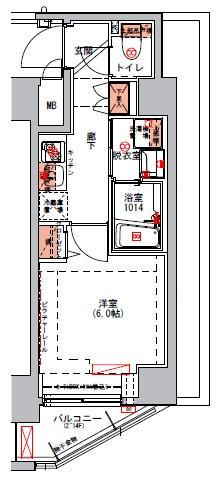 ハーモニーレジデンス山手大塚002(1K/12階)の間取り写真