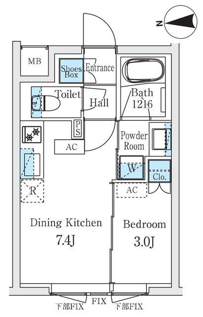 STANDZ柿の木坂(1DK/2階)の間取り写真